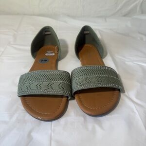 Andiamo Olive Green Slip On Boho Aleslie Sandals Size 7